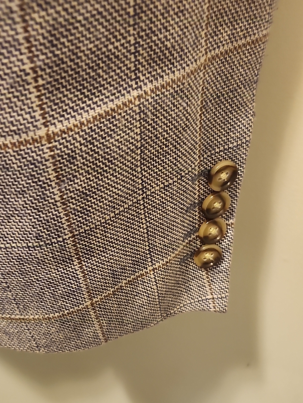 Stafford Sport Coat Blazer Mens Size 50 R Linen Cotton Blend Blue Window Pane - Picture 4 of 10